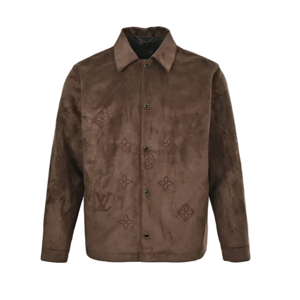 Louis Vuitton Monogram Embossed Suede Shirt Jacket – Dark Brown