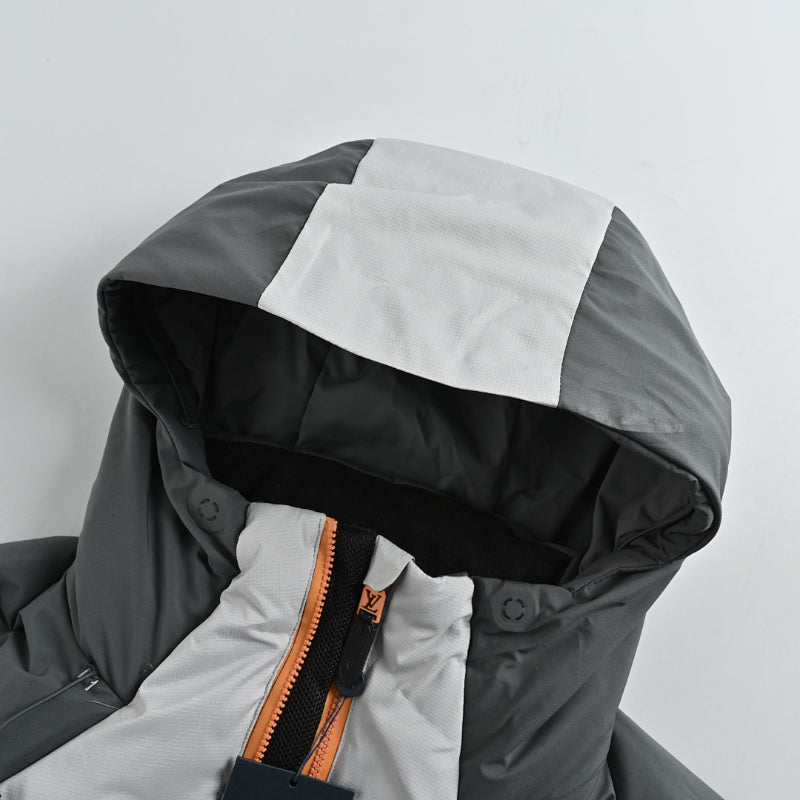 Louis Vuitton Giant Monogram Flower Color Block Hooded Puffer Jacket – Charcoal / Grey