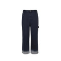 Gucci Navy Monogram Jacquard Wide-Leg Denim Pants with Gradient Hem