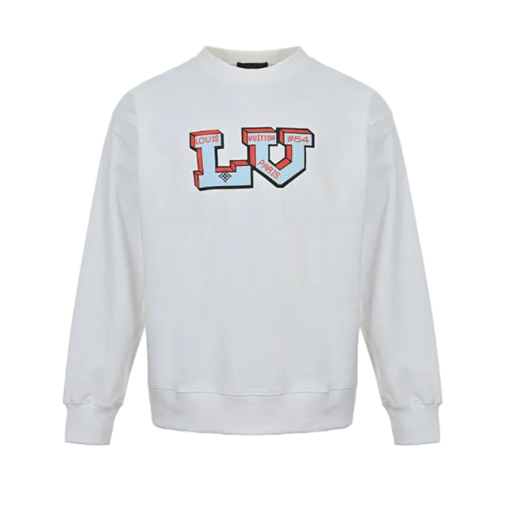 Louis Vuitton Collegiate 3D Letter Embroidery Crewneck – White