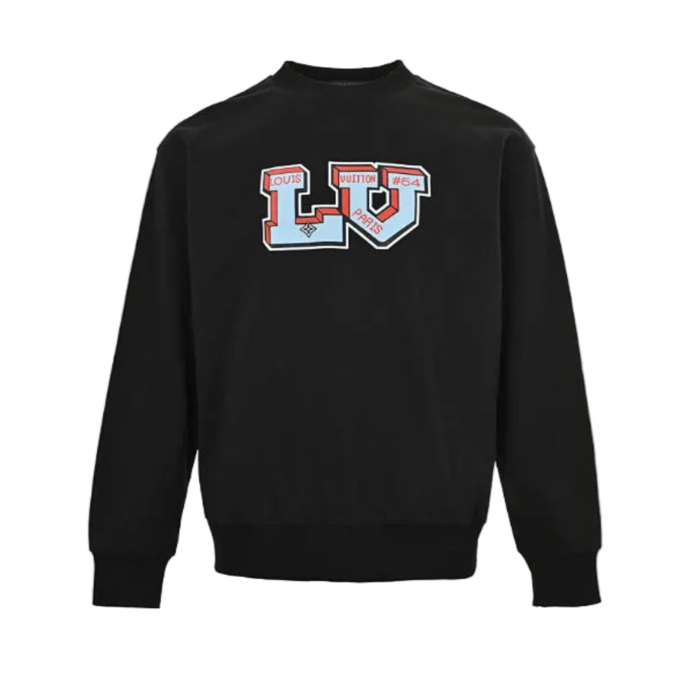 Louis Vuitton Collegiate 3D Letter Embroidery Crewneck – Black