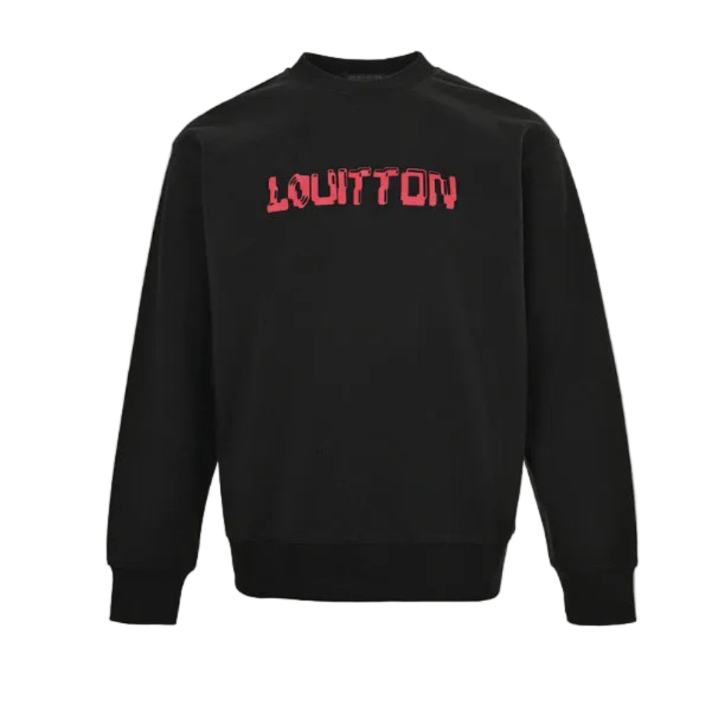 Louis Vuitton Hand-Drawn Logo Embroidery Crewneck – Black