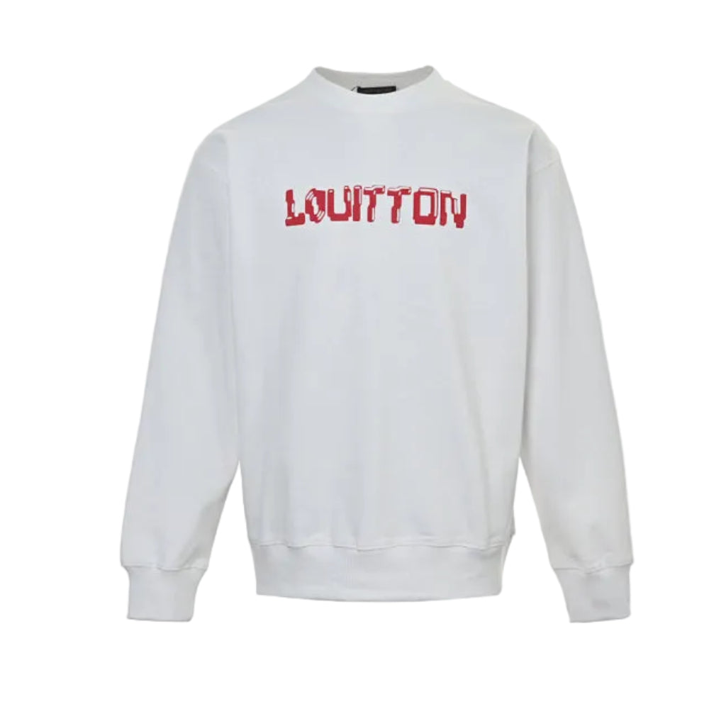 Louis Vuitton Hand-Drawn Logo Embroidery Crewneck – White