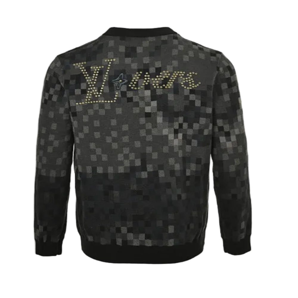 Louis Vuitton Pixel Camo Damier Jacquard Knit Sweater – Black