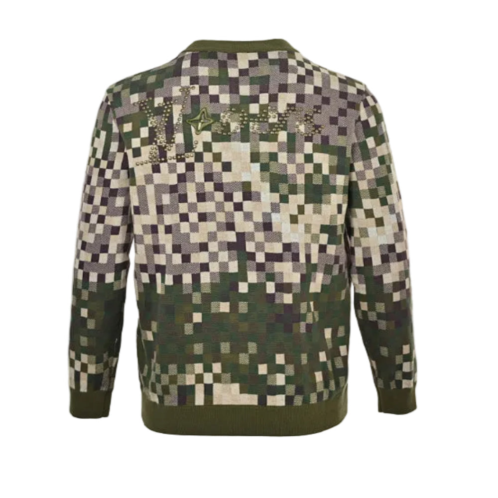Louis Vuitton Pixel Camo Damier Jacquard Knit Sweater – Olive