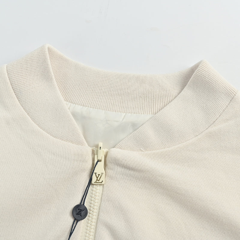 Louis Vuitton Gold Zip Pull Clean Bomber Jacket – Ecru