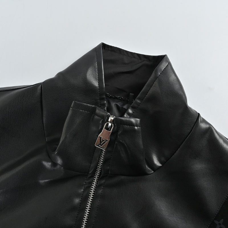 Louis Vuitton Leather Panel Hybrid Zip Jacket – Black