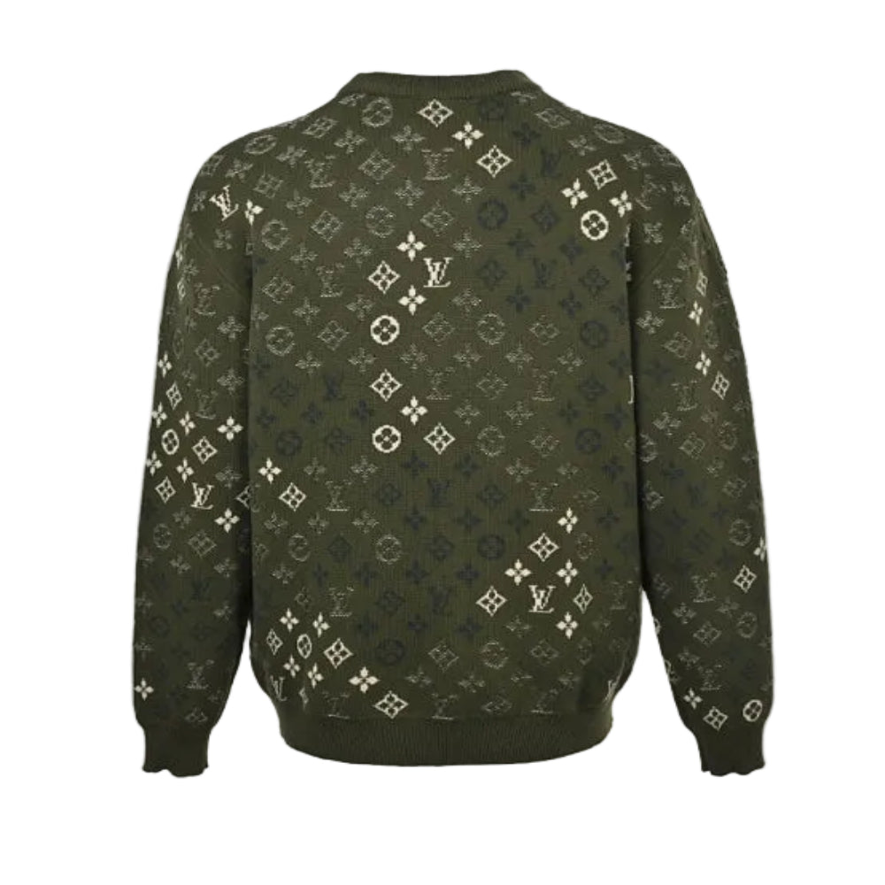 Louis Vuitton Monogram Jacquard Knit Sweater – Olive Green