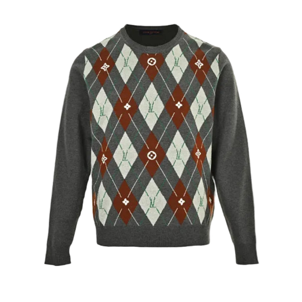 Louis Vuitton Monogram Argyle Jacquard Knit Crewneck – Charcoal