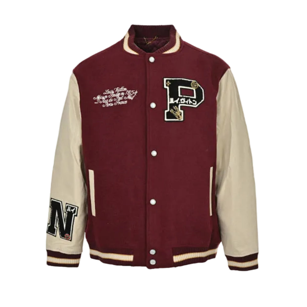 Louis Vuitton Japanese Letterman Varsity Jacket – Burgundy / Cream