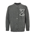 Louis Vuitton Oversized 3D Collegiate Logo Bouclé Knit Cardigan – Grey